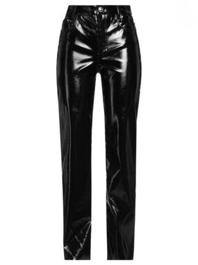 Maje -Shiny Black Vinyl Straight-Leg Pants
